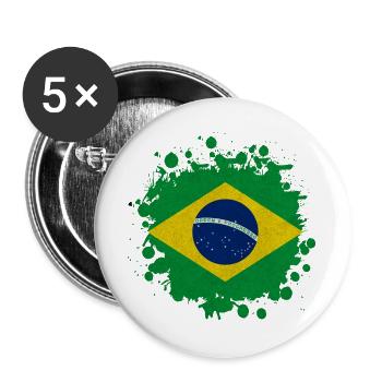 Brazil blick stain gift flag South America - Buttons large 2.2''/56 mm (5-pack) - white - Front
