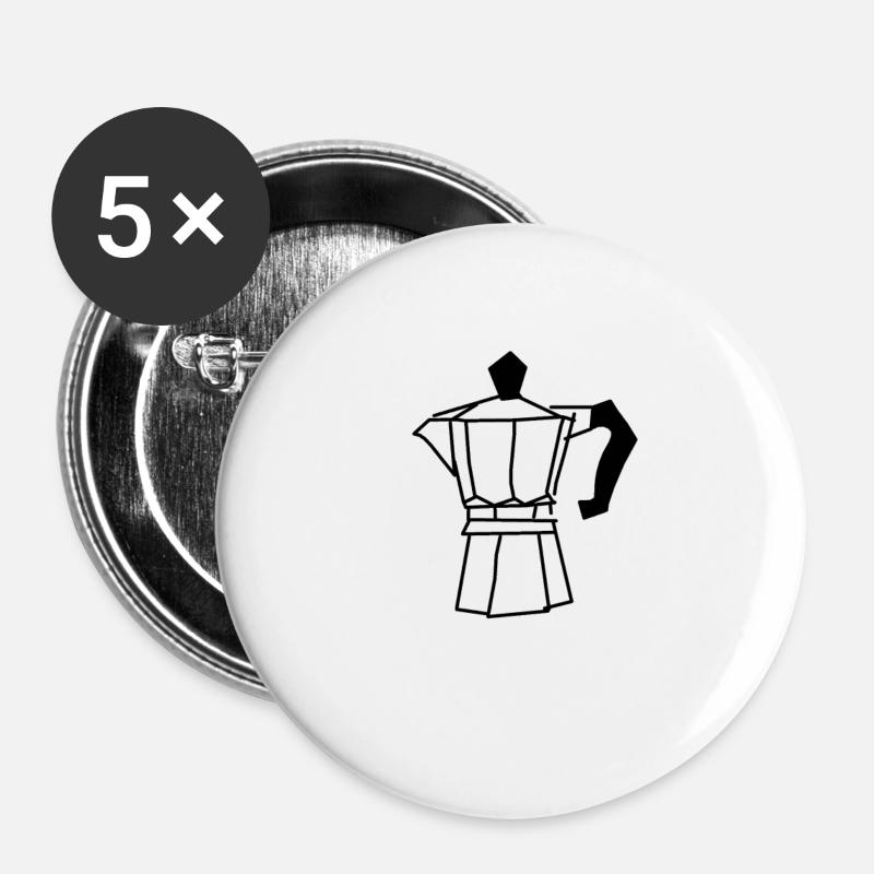 Kaffee - Buttons groß 56 mm (5er Pack) - Weiß