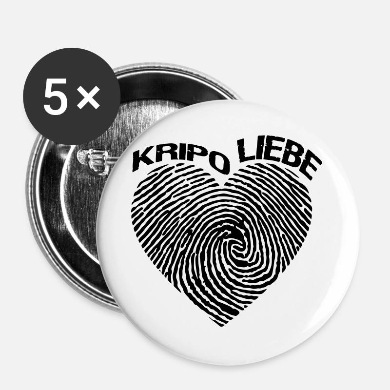 Kripo Liebe Kriminalpolizei Polizei Polizist Fun - Buttons groß 56 mm (5er Pack) - Weiß