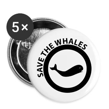 save the whales - Buttons groß 56 mm (5er Pack) - Weiß - Vorne