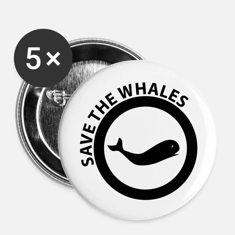 save the whales - Buttons large 2.2''/56 mm (5-pack) - white