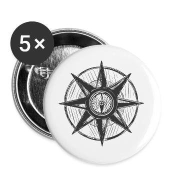 Hand Drawn Compass Star - Buttons large 2.2''/56 mm (5-pack) - white - Front