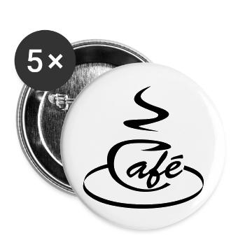 tasse de café - Lot de 5 grands badges (56 mm) - blanc - Devant