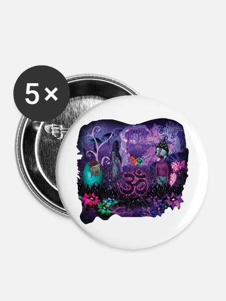 Aum - Buttons groß 56 mm (5er Pack) - Weiß