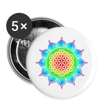 fleur de vie - Flower of life, Lotus-Flower, Heart - Lot de 5 grands badges (56 mm) - blanc - Devant