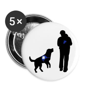 Hund wartet auf Bestätigung - Buttons groß 56 mm (5er Pack) - Weiß - Vorne
