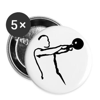 Kettlebell Swing groß - Buttons groß 56 mm (5er Pack) - Weiß - Vorne