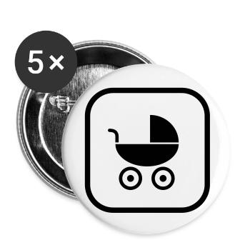 kinderwagen__logo__f1 - Lot de 5 grands badges (56 mm) - blanc - Devant