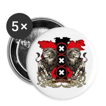 Amsterdam-Wappen 2018 weiß - Buttons groß 56 mm (5er Pack) - Weiß - Vorne
