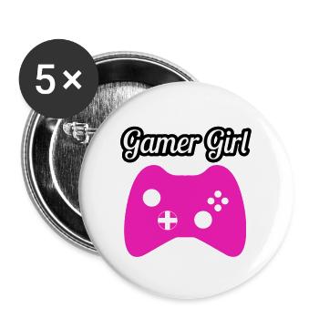 Gamer girl - Buttons large 2.2''/56 mm (5-pack) - white - Front