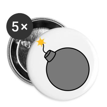 brennt angezuendet rund kugel kreis text stangen b - Buttons groß 56 mm (5er Pack) - Weiß - Vorne