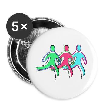 Entraînement à la course, athlètes - Lot de 5 grands badges (56 mm) - blanc - Devant