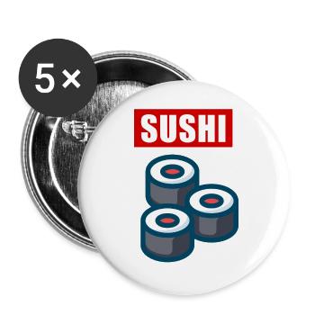 3 Sushi Rollen - Buttons groß 56 mm (5er Pack) - Weiß - Vorne