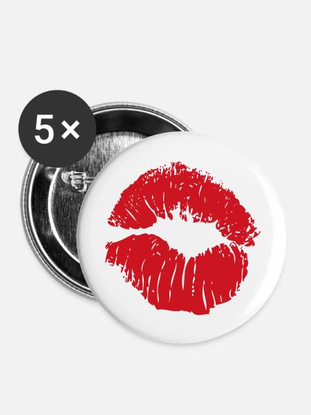 Kisses de - Buttons groß 56 mm (5er Pack) - Weiß