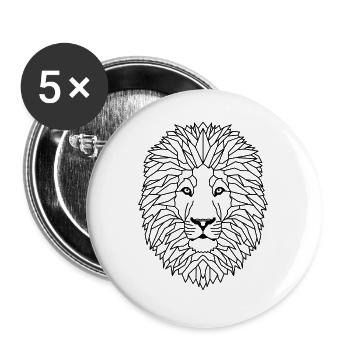Lion Geometric - Buttons large 2.2''/56 mm (5-pack) - white - Front