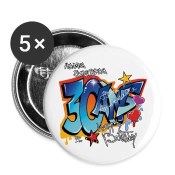 30 ans - Lot de 5 grands badges (56 mm) - blanc - Devant