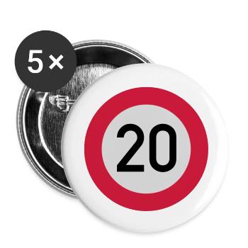 verkehrsschild_20___f3 - Lot de 5 grands badges (56 mm) - blanc - Devant
