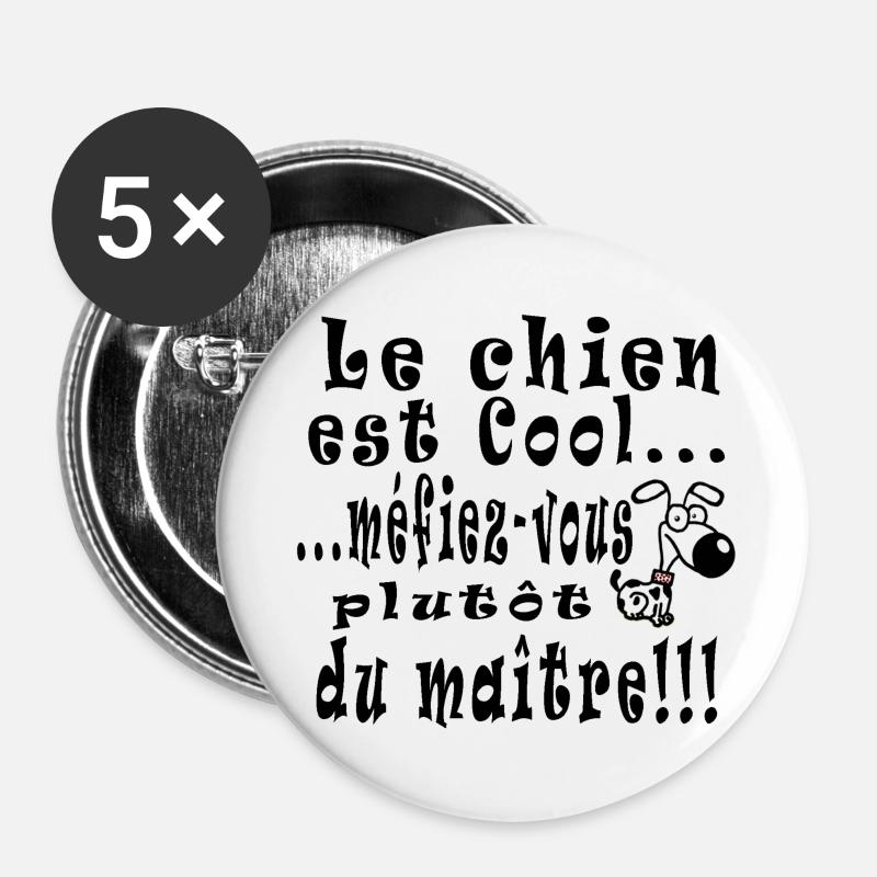 chien_cool_copie - Buttons groß 56 mm (5er Pack) - Weiß
