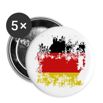 Flagge Deutschland Destroyed Effekt - Buttons groß 56 mm (5er Pack) - Weiß - Vorne