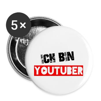 Youtube Youtuber Influencer Vlogger Gamer - Buttons groß 56 mm (5er Pack) - Weiß - Vorne