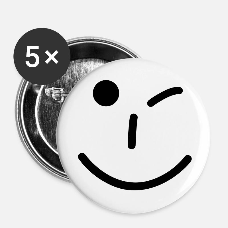 smiley - Buttons large 2.2''/56 mm (5-pack) - white