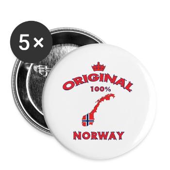 Norwegen 100% Original / Geschenk Flagge - Buttons groß 56 mm (5er Pack) - Weiß - Vorne
