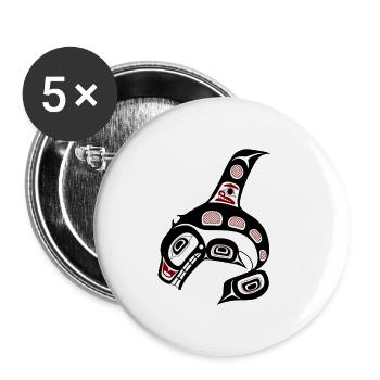 Northwest Pacific coast Haida art Killer whale - Buttons large 2.2''/56 mm (5-pack) - white - Front