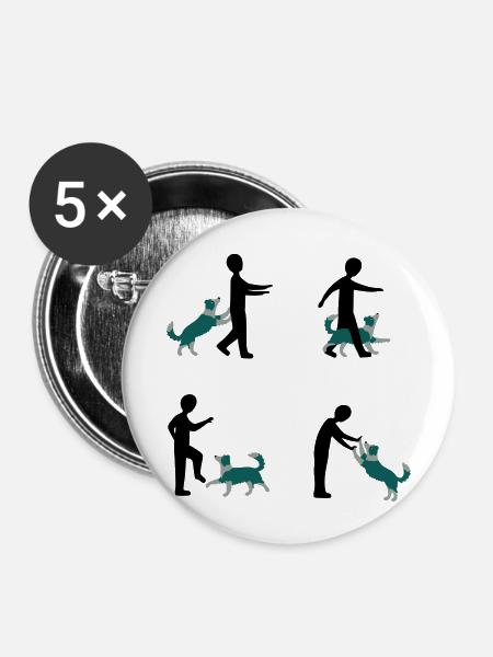 Dog Dancing 3-1 - Buttons groß 56 mm (5er Pack) - Weiß