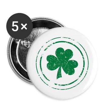 Trèfle irlandais de - Lot de 5 grands badges (56 mm) - blanc - Devant