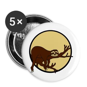 nacht mond sonne abend rund kreis faultier entspan - Buttons groß 56 mm (5er Pack) - Weiß - Vorne