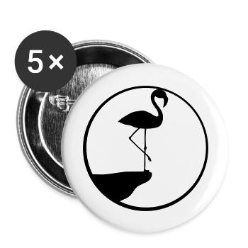 mond kreis rund klippe silhouette umriss flamingo - Buttons groß 56 mm (5er Pack) - Weiß - Vorne