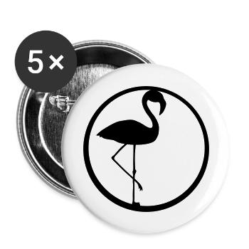 black circle round logo silhouette outline flamingo - Buttons large 2.2''/56 mm (5-pack) - white - Front