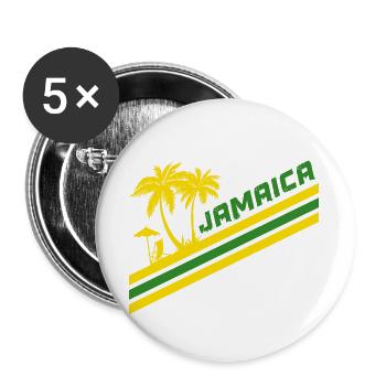 Jamaïque Palmes / Cadeau Caraïbes - Lot de 5 grands badges (56 mm) - blanc - Devant