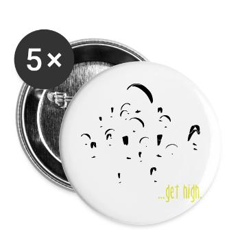 paragliding ...get high! - Buttons groß 56 mm (5er Pack) - Weiß - Vorne
