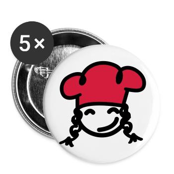 Köchin Mädchen - Buttons groß 56 mm (5er Pack) - Weiß - Vorne