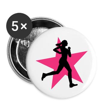 running woman with star 2c / jogging - Buttons large 2.2''/56 mm (5-pack) - white - Front
