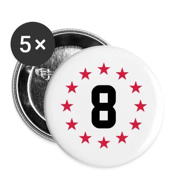 8 ans - Lot de 5 grands badges (56 mm) - blanc - Devant