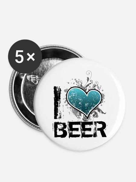i love beer de - Buttons groß 56 mm (5er Pack) - Weiß