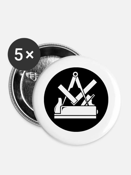Zunftzeichen Tischler - Buttons groß 56 mm (5er Pack) - Weiß