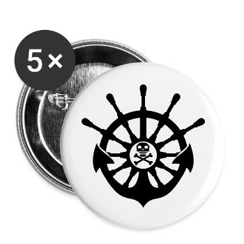 pirat logo rame volant ancre bateau bateau nage - Lot de 5 grands badges (56 mm) - blanc - Devant