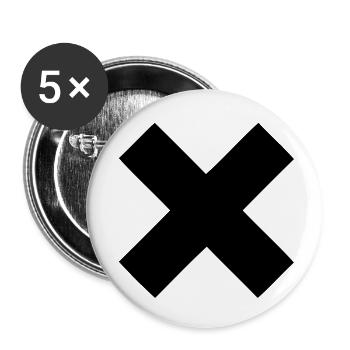 x - KREUZ - CROSS - X - Buttons groß 56 mm (5er Pack) - Weiß - Vorne