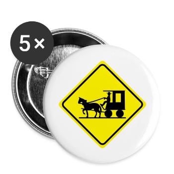 Warning - horse-drawn carriage - 2 Color Vector - Buttons large 2.2''/56 mm (5-pack) - white - Front