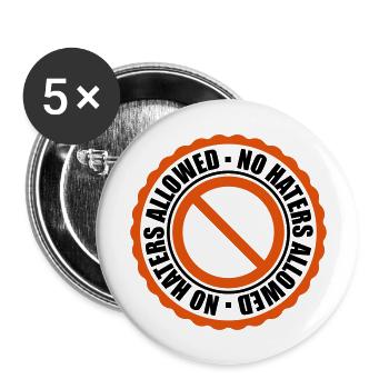 no haters allowed verboten zeichen schild stempel - Buttons groß 56 mm (5er Pack) - Weiß - Vorne