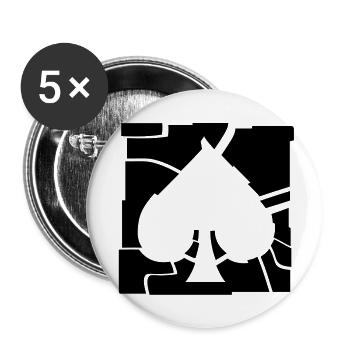 poker_logo_g1 - Buttons groß 56 mm (5er Pack) - Weiß - Vorne