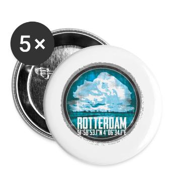 Rotterdam cityscape with coordinates - Buttons large 2.2''/56 mm (5-pack) - white - Front