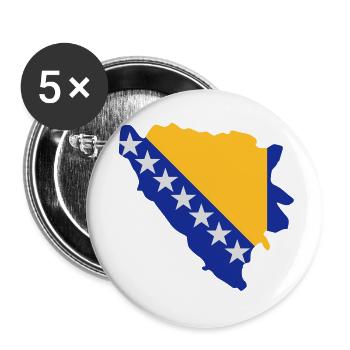 Bosnien Herzegowina - Buttons groß 56 mm (5er Pack) - Weiß - Vorne