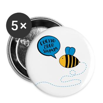 Philosophie Sokrates Biene Lustiger Spruch Tier - Buttons groß 56 mm (5er Pack) - Weiß - Vorne