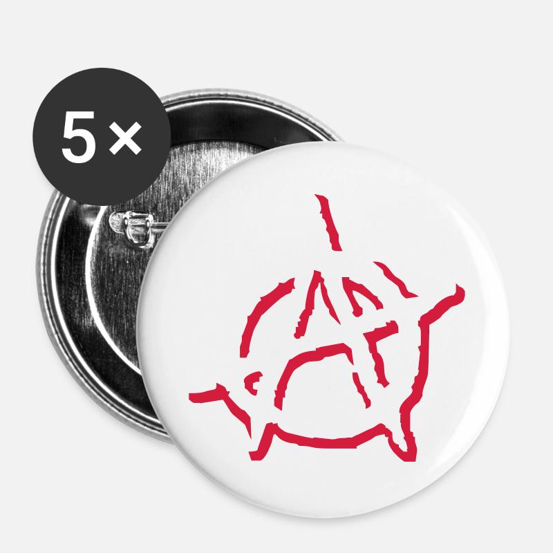Anarchy A - Buttons large 2.2''/56 mm (5-pack) - white