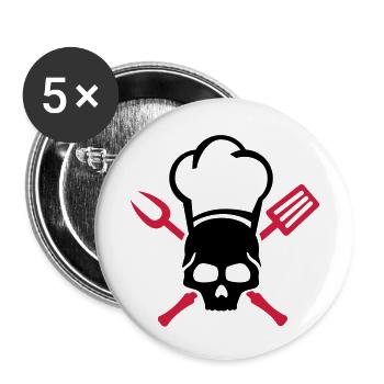grillen__totenkopf_skull_2__f2 - Buttons groß 56 mm (5er Pack) - Weiß - Vorne