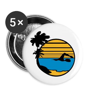 palms island vacation vacation sun beach swimming - Buttons large 2.2''/56 mm (5-pack) - white - Front